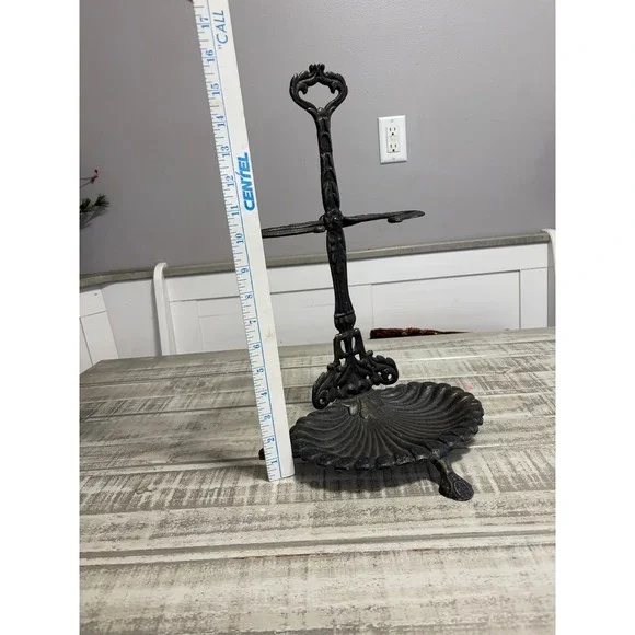 Vintage Cast Iron Royal Brand Umbrella Holder Hand Towel Rack Shell Victorian - Picture 6 of 9